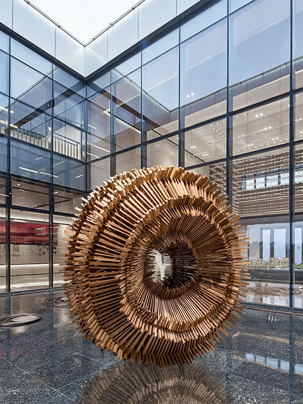 Wood processing installation art sculpture